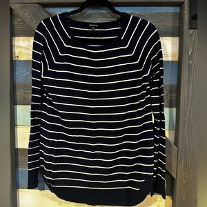 Pink Clover Navy and White Striped Top